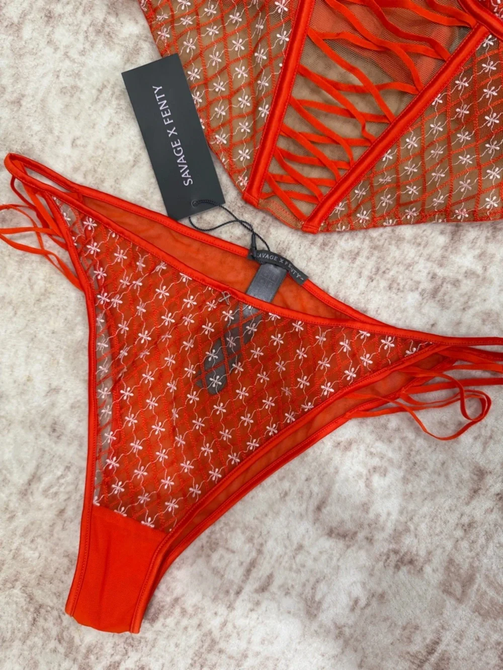 Savage X Fenty Star Mesh Bustier & Strappy Thong Set - Picture 6 of 10